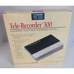 Vintage TT Systems TR-300 Tele-Recorder 300 Telephone Call Cassette Recorder w/